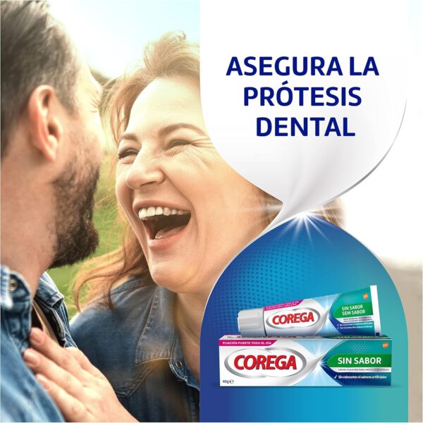Corega Sin Sabor, Crema Fijadora Para Prótesis Dentales, Fijación Fuerte Todo el Día, Sin Zinc, 70 g - Image 4