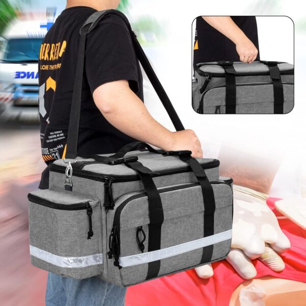 Damero Bolsa de Suministros médicos, Bolsa de Primeros Auxilios con divisores Desmontables y Hebillas Superiores, Ideal para traumatismos, Salud en el hogar, Enfermeras,Gris - Image 6