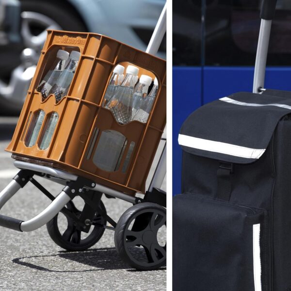 Meister - Carrito de la compra, 54 L, con compartimento refrigerador, bolsa extraíble y resistente a la lluvia, colgador para el carro de la compra, carrito plegable, 6816800 - Image 5