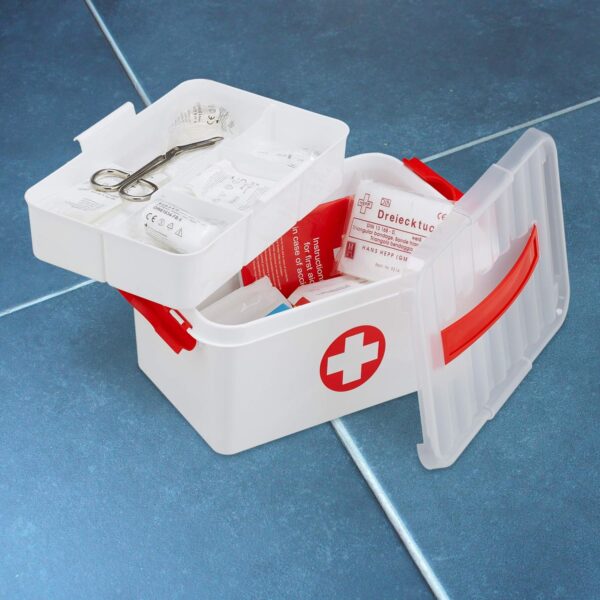 Relaxdays Caja Medicamentos para Botiquín de Primeros Auxilios y Medicinas, Plástico, 14,5 x 30 x 21 cm, Blanco - Image 3