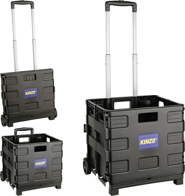 Kinzo Carrito de Compras Plegable - Caja Plegable - hasta 25KG - con Ruedas - Negro - Image 3