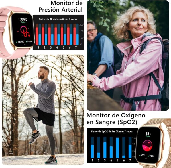 ZOSKVEE Reloj Inteligente Mujer, [Dos Correas] Bluetooth Llamada y Recibir Whatsapp, 2'' Smartwatch Deportivo con Presión Arterial, 100+ Deportes, Ritmo Cardíaco, DIY Esferas, para iOS Android - Image 7
