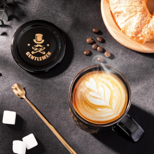 Divertidos regalos de cumpleaños, jubilación, Navidad para personas mayores, taza de café impresa con oro, taza de café esmaltada de metal para personas mayores, papá, abuelo, taza grande de cerámica - Image 4