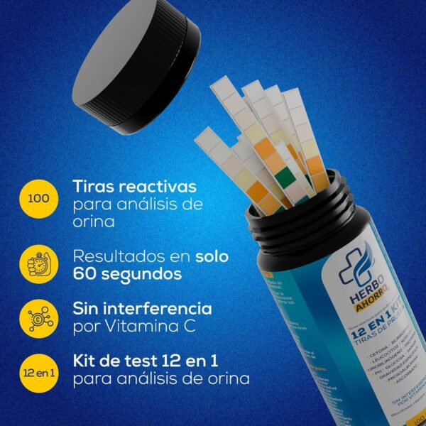 Test Orina 12 en 1 - Tiras para medir Leucocitos, Glucosa, Cetonas, Ph, Proteína, Bilirrubina, Nitrito, Ácido Ascórbico, Gravedad Específica, Urobilinógeno, Microalbúmina, Sangre - Urianálisis 100uds - Image 4
