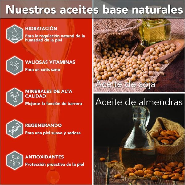 DaniChou® Massage Calentamiento, 250ml con aceite de soja y aceite de almendras, cosmética 100% natural vegano, aceite de masaje con alcanfor para una sensación de calor directo y relajante en la piel - Image 4