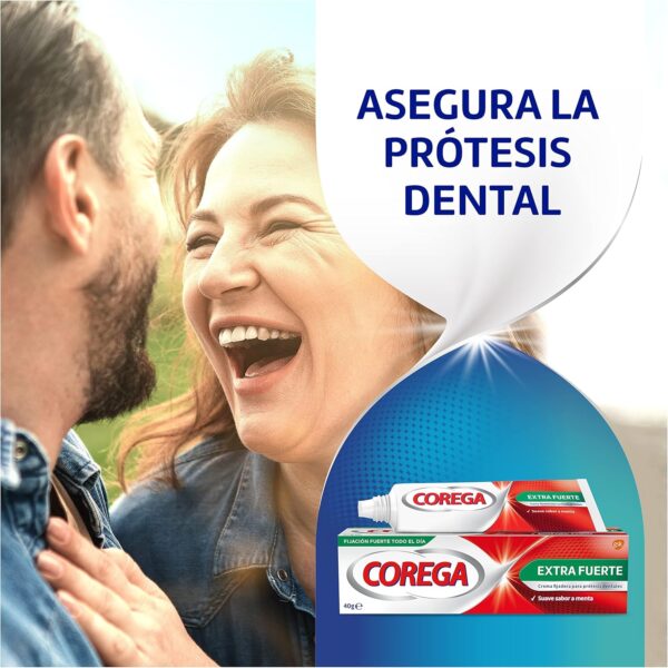 Corega Crema Fijadora Para Prótesis Dentales, Extra Fuerte, Durante Todo el Día, Sabor a Menta Fresca, Pack 3 Unidades x 70 g - Image 4