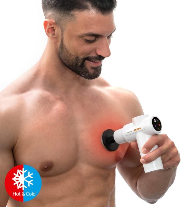 InnovaGoods® Pistola de masaje muscular calor y frio, masajeador Ideal para aliviar el dolor, el cansancio y la fatiga de la rutina diaria. pistola masaje Incluye 6 cabezales masajeador piernas. - Image 3