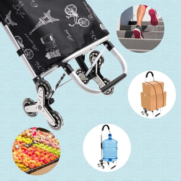 Carrito de la compra con marco de aluminio estable y bolsa de lona impermeable extraíble. El compañero ideal para compras cómodas y prácticas - Image 6