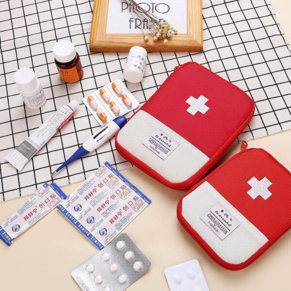 Bolsa de Medicina Portátil, 2 Piezas Botiquín de Primeros Auxilios Portátil Bolsa médica vacía Caso de Medicina de Emergencia para Trabajo, Escuela, Campamentos al Aire Libre, Caminatas, Mochileros - Image 3