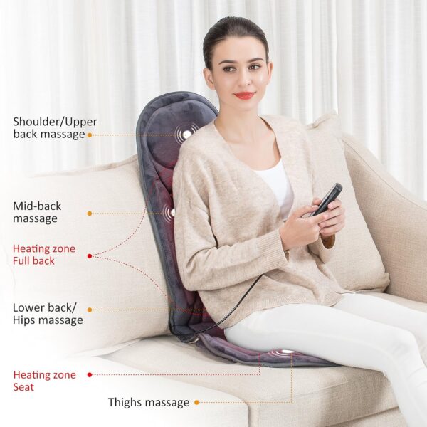 Snailax Cojín de Masaje con calor, cómodo masajeador con vibración para espalda, Asiento de masaje para relajarse en casa y en la oficina, Regalos para Hombre/Mujer/Familia - Image 2