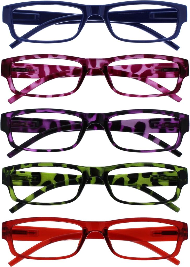 La Compañía Gafas De Lectura Valor Pack 5 Ligero Hombres Mujeres Azul Rosa Púrpura Verde Rojo RRRRR32-3456Z +3,00