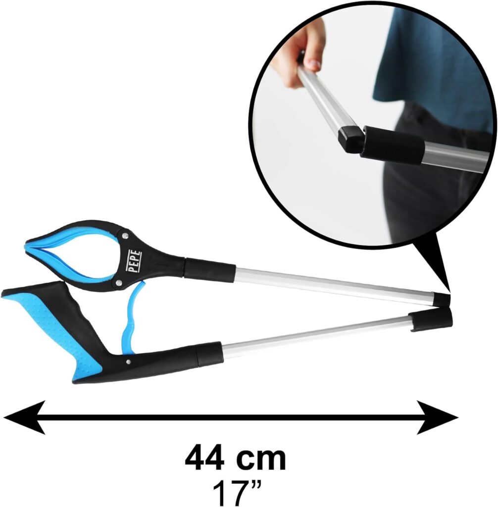 PEPE - Pinza Brazo Recoge Objetos Plegable, Brazo con Pinza Larga para Alcanzar Objetos, Alcanzador de Objetos, Pinzas Ergonomicas Largas para Recoger Objetos, Pinza de Agarre con Imán