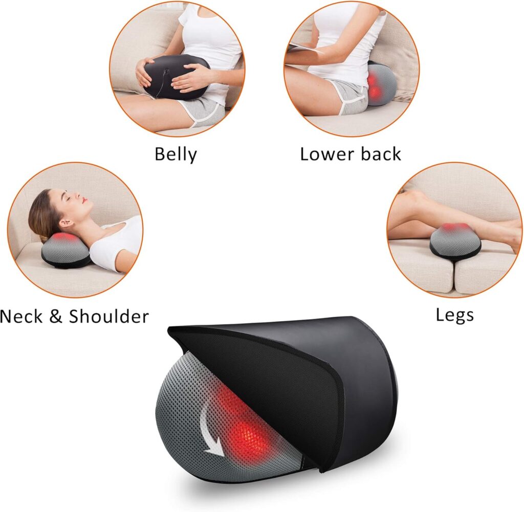 Snailax Almohada de masaje Shiatsu - Masajeador de cuello y espalda con calor, Masajeador de almohada eléctrico para hombros, cervicales, regalos para mujeres/hombres/mamá/papá