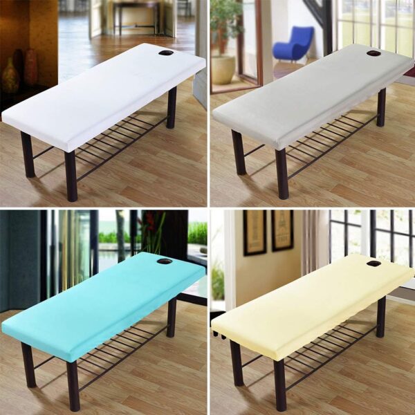 Funda para cama de masaje, hoja de mesa de masaje, borde elástico, cobertura de cama de masaje profesional, suave para masaje de belleza, funda para sofá con orificio para la cara - Image 5