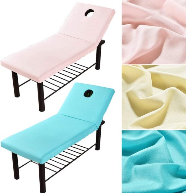 Funda para cama de masaje, hoja de mesa de masaje, borde elástico, cobertura de cama de masaje profesional, suave para masaje de belleza, funda para sofá con orificio para la cara - Image 8