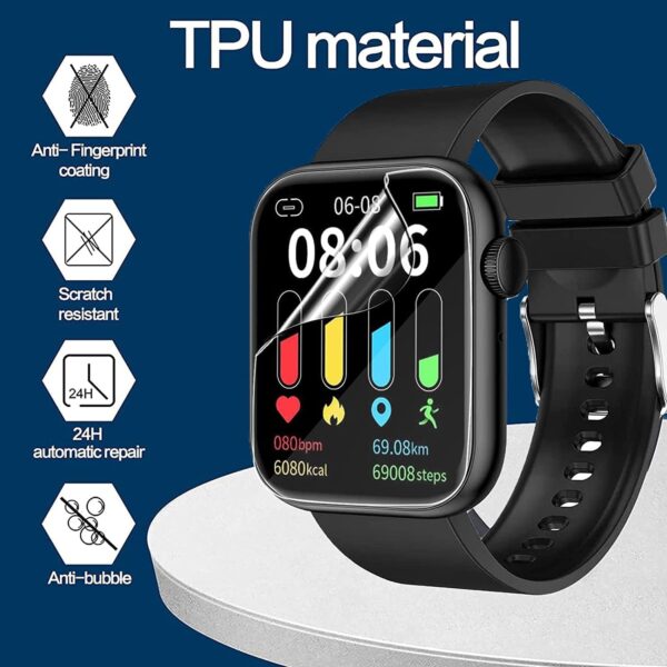 Blueshaweu Protector de pantalla compatible con reloj inteligente ADUOGENG para niños, HD, transparente, flexible, protector de pantalla de TPU [6 unidades] para reloj inteligente ADUOGENG T5 Pro - Image 7