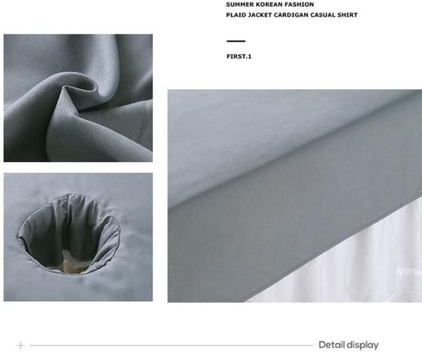 zalati Linens Funda de cama lavable reutilizable para mesas de masaje, tratamiento de masaje puro, funda de cama para salón de belleza, spa, 200 x 80 cm, color gris oscuro - Image 6