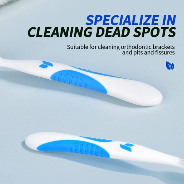 Y-Kelin - 2 cepillos de limpieza para dentaduras con cerdas de cepillo de dientes de doble cabeza, 1 rojo, 1 azul - Image 7
