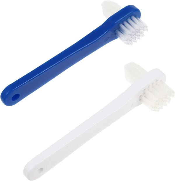 HEALLILY 2 cepillos de dientes duros , cepillo de limpieza de dentadura portátil, cepillo de doble cara, cuidado de la dentadura
