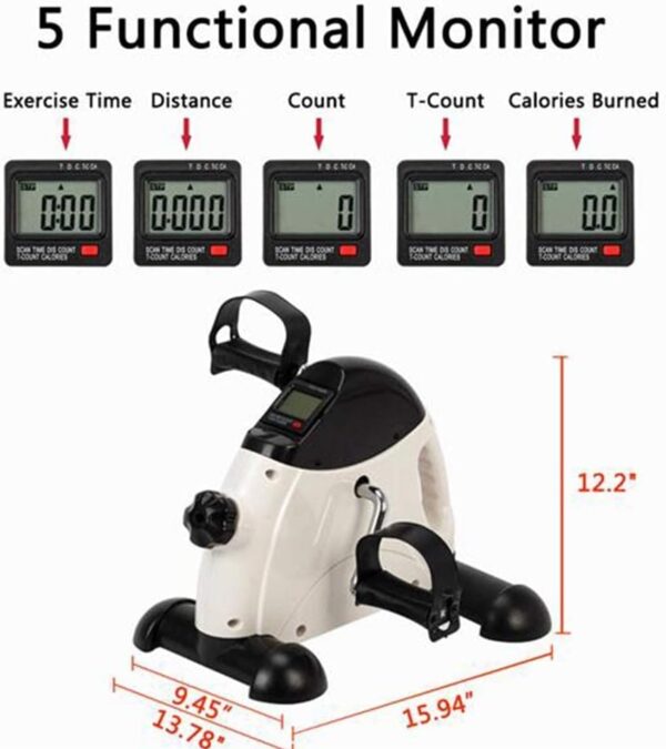 MFLASMF Mini Bicicleta estática, portátil, ejercitador de Pedales para el hogar, Gimnasio, Fitness, Pierna, Brazo, Entrenamiento Cardiovascular, Resistencia Ajustable con Pantalla LCD para - Image 8