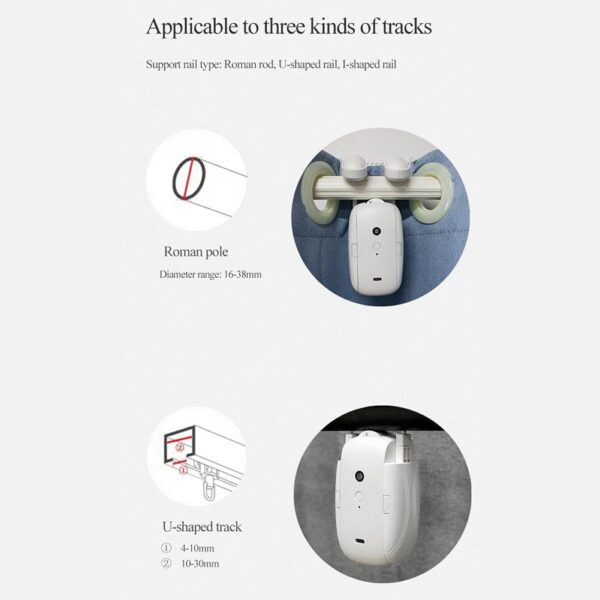Vereen TUYA - Cortinas inteligentes Bluetooth con robot, riel romano, rieles T/U, 3 en 1, abridor automático de cortinas, control remoto - Image 2
