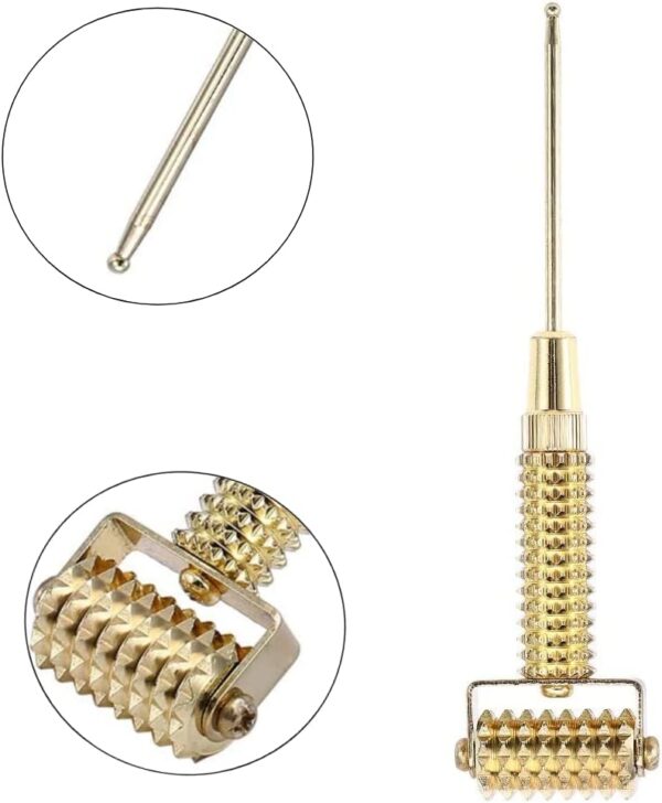 Alupre Rodillo de Masaje Facial, Sonda de Puntos de acupuntura del oído, Sonda Facial Acupoints Primavera Aguja de Masaje de Rodillos para Cuerpo, oído y Facial(Oro) - Image 5