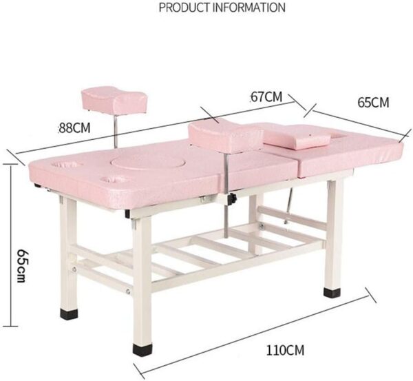 JHKGY Mesa De Examen Médico,Cama De Masaje,Silla De Tatuaje De Mesa Facial,Profesional Ajustable para Salon Beauty SPA Lash Esteticista Equipo, Puede Soportar 500Kg,Rosado - Image 7