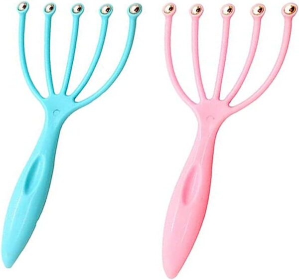 Achengqi 2 Piezas Masajeador de Cabeza Masajeador De Cabeza Manual Araña de Masaje Masaje del Cuero Cabelludo,para Relajar La Cabeza y Aliviar el Estrés（Rosa+Azul）