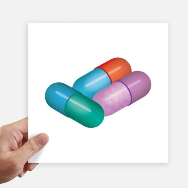 DIYthinker Cápsula píldora Productos para el Cuidado de la Salud patrón Cuadrado Pegatinas Pared de 20 cm Maleta portátil Motobike Decal 4 Piezas 20cm x 20cm