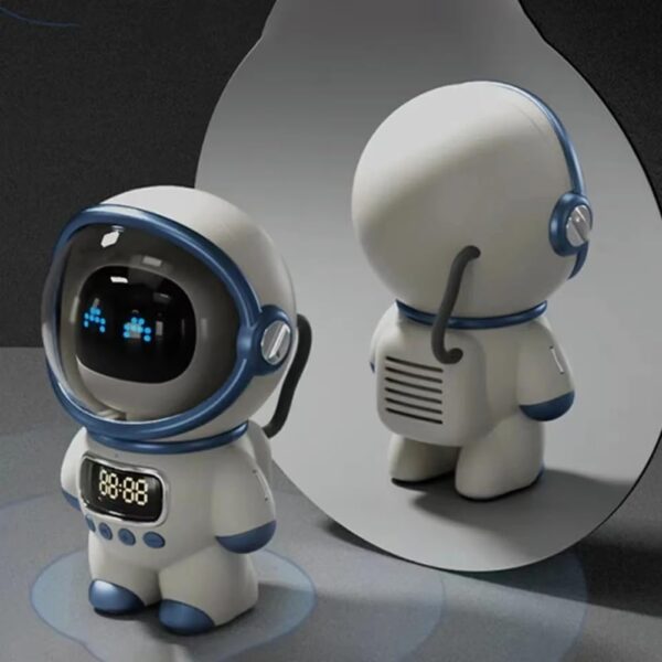 vdha Altavoz Bluetooth Astronauta Inteligente Estéreo Portátil Ai Audio Interactivo con Reloj Despertador Soporte TF/FM Reloj de Mesa Rosa - Image 2