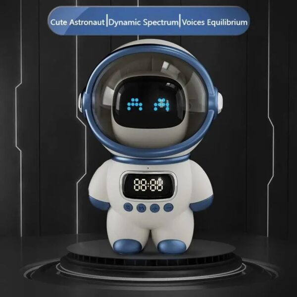 vdha Altavoz Bluetooth Astronauta Inteligente Estéreo Portátil Ai Audio Interactivo con Reloj Despertador Soporte TF/FM Reloj de Mesa Rosa - Image 3
