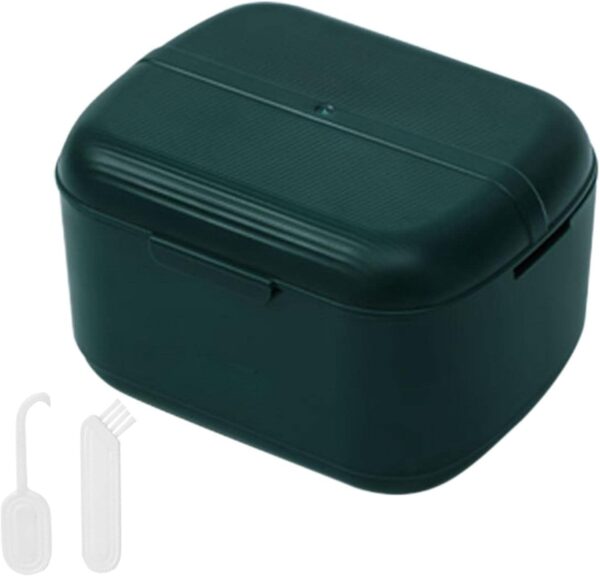 FPGEAR Estuche para dentaduras postizas | Estuche Porta dentaduras postizas con Cepillo y recogedores - dentadura postiza portátil y a Prueba Fugas para retenedores Viaje Dientes