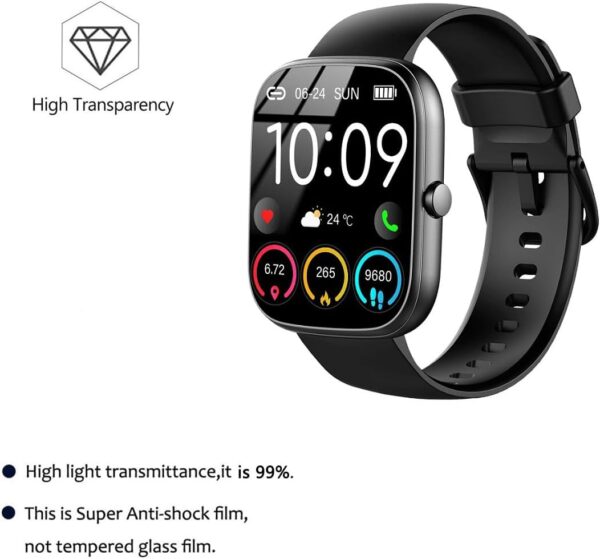 Yoomigle Paquete de 6 protectores de pantalla compatibles con Uaue T60 de 1.91 pulgadas para reloj inteligente CASCHO T60 de 1.91 pulgadas, protectores de pantalla transparentes HD antiarañazos - Image 4
