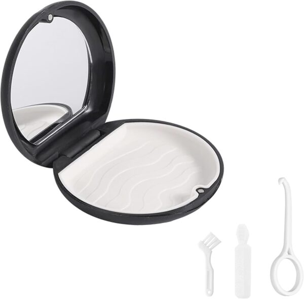 JCUGSBS Estuche de retención de prótesis, funda dental de ortodoncia, caja de frenos, caja de protector bucal, contenedor de soporte para dentaduras postizas (negro)