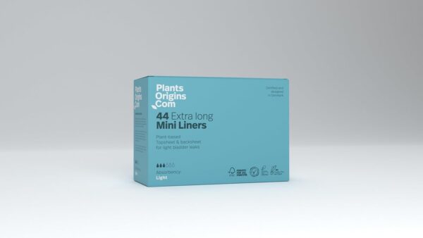 PlantsOrigins - 44 forros para mujer, extra largo, para incontinencia urinaria ligera o posparto, materiales 100% transpirables y a base de plantas, control activo de olores, libre de productos