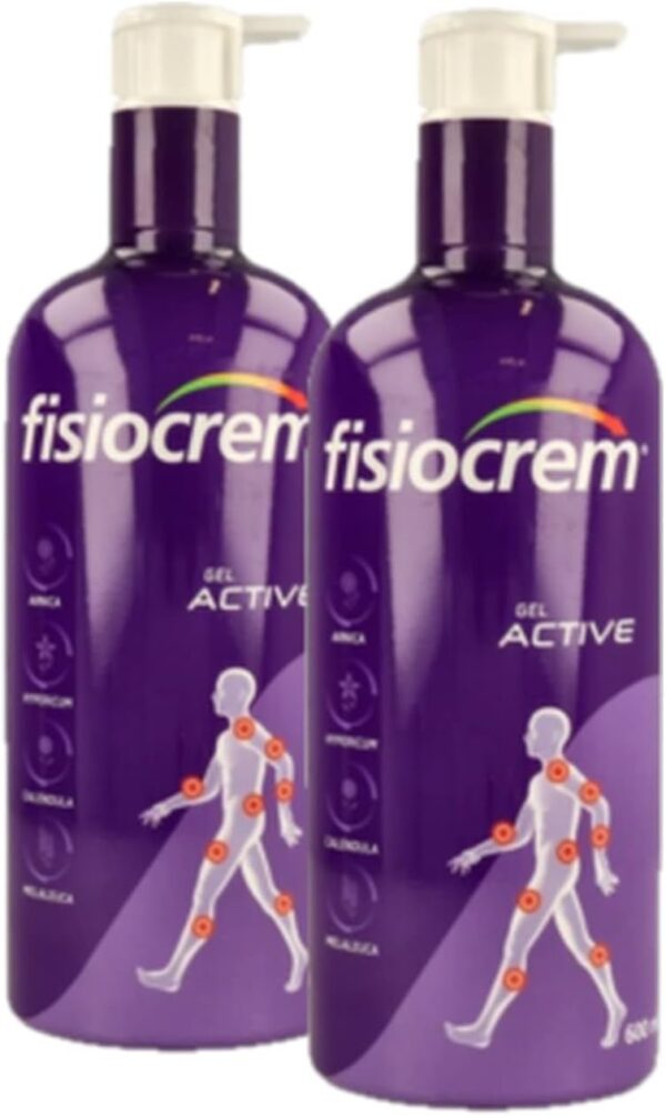 Pack 2x FISIOCREM GEL ACTIVE | 600ml | Preparación Músculos y Ligamentos | Vida cotidiana o ejercicio físico | Crema Masaje | Melaleuca, Árnica, Hypericum Perforatum, Calendula | Formato familiar