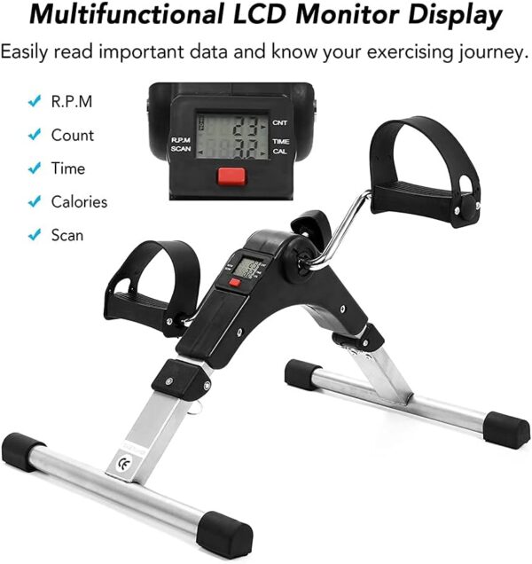 Sywlwxkq Ejercitador de Pedal Plegable Pantalla LCD Mini Bicicleta estática de Interior con Resistencia Ajustable para el hogar Rehabilitación de Ancianos Entrenador de Brazos de piernas - Image 2