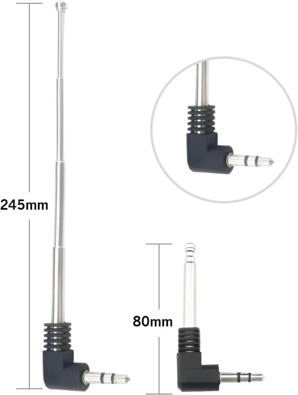 Fohevers 3 antenas FM telescópicas con conector de enchufe de 3,5 mm para teléfono celular, radio FM, amplificador de señal estéreo, receptor de audio y cine en casa - Image 5