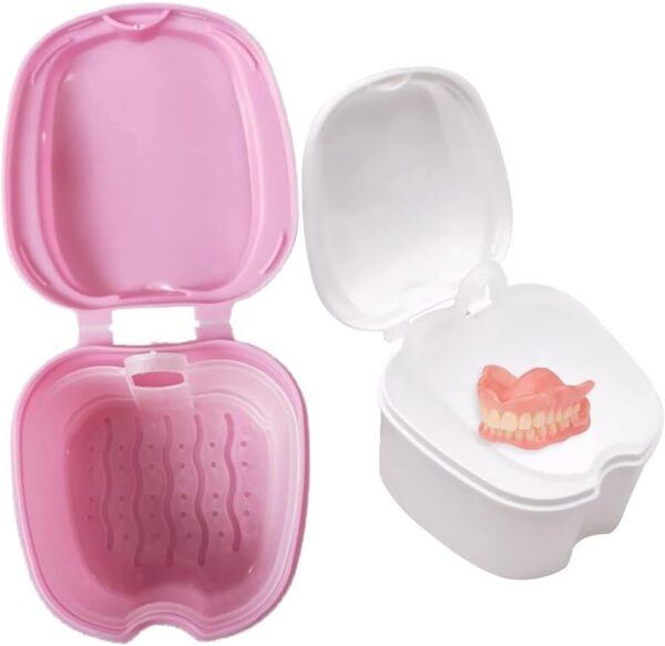 Ericetion Caja De Baño De Dentadura Postiza Caja De Retención Dental De Plástico Baño De Dientes Postizos Contenedor De Baños De Dentadura para Almacenar Dentaduras Postizas De Limpieza con Filtro