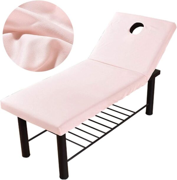Funda para cama de masaje, hoja de mesa de masaje, borde elástico, cobertura de cama de masaje profesional, suave para masaje de belleza, funda para sofá con orificio para la cara, marrón - Image 7