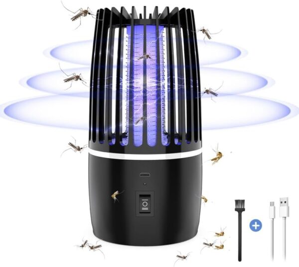 Bubbacare Lámpara Antimosquitos Eléctrico, 4000mAh Recargable Matar Repelente de Insectos Interior Exterior lampara Antimosquitos Anti Mosquitos Control de Plagas para Patio Trasero Camping