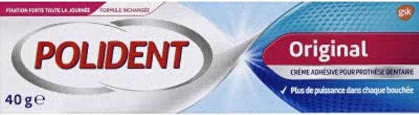 Polident Original Crema Fijativa Fuerte Para Prótesis Dentales Parciales o Completas, Sabor Mentholé, 40 g