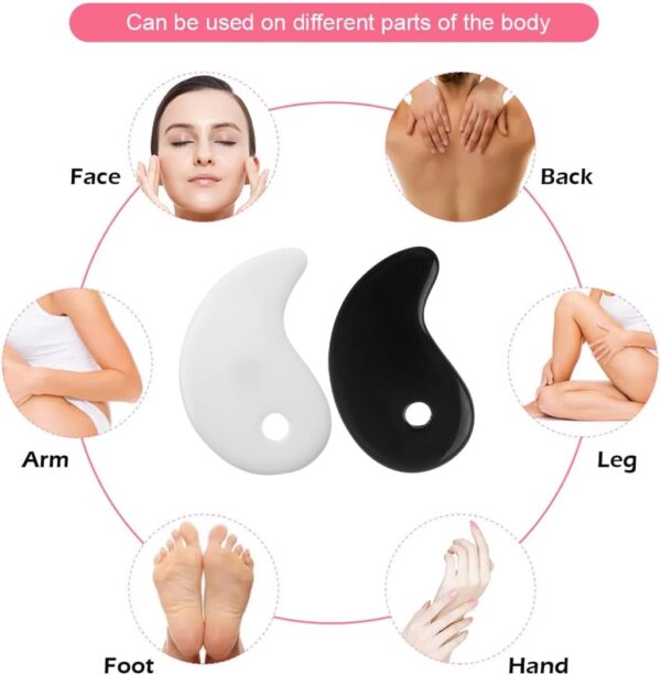 YAPKOLV Herramienta de Masaje con Mango Piedra Masaje Corporal Guasha Celulitis Masaje Drenaje Linfático Eliminación de Fatiga para Piernas, Espalda, Cara, Cuello, Músculos - Image 5