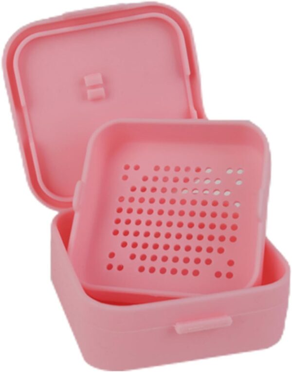 Dtaigou Estuche de limpieza de retenedores, Estuche de remojo de retenedores | Caja de baño para contenedores de dentaduras postizas | Estuche de limpieza con soporte de retenedor de silicona, estuche