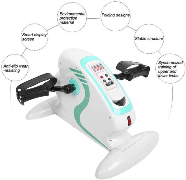 XJZHANG Ejercitador De Pedales para Debajo del Escritorio - Mini Bicicleta De Ejercicio Portátil para Entrenamiento De Piernas/Brazos, Ejercitador De Pedales para Personas Mayores con Pantalla LCD - Image 2