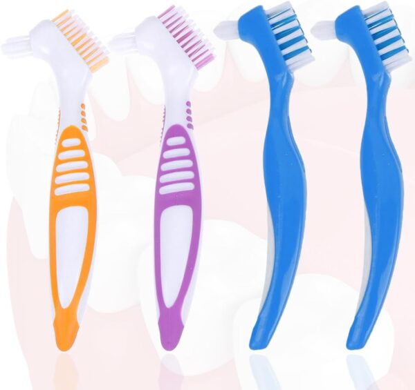 IBXWMNG Set de 4 cepillos limpiadores para ortodoncia con doble cara y punta de precisión，Ideal para limpiar dentaduras postizas, retenedores, prótesis dentales, férulas y alineadores