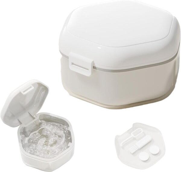 Irtyif Caja Ferula Dental,Caja de Baño de Dentadura Dental,Funda Aparato Dental,Caja Aparato Dental,Caja de Retención Dental de Plástico para Dientes Falsos Almacenamiento Remojo Limpieza