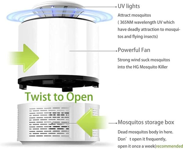 Lámpara eléctrica para Matar Mosquitos, electrónica USB, Trampa antimosquitos, lámpara de luz Nocturna LED, Luces para Matar Insectos, Repelente de plagas para Dormitorio, Cocina, Oficina (b - Image 3