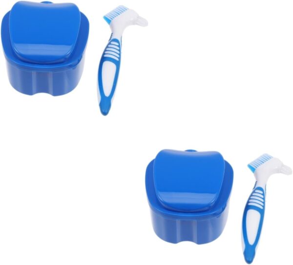 DOITOOL 2 Juegos De Cepillos De Organizador con Tapa Paquete De Cuidado para Hombres Limpiadores De Protector Bucal Caja De Postizos Caja De Almacenamiento De Dentaduras