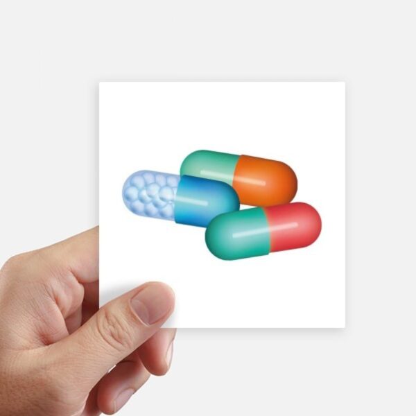 DIYthinker Píldora de la cápsula Productos para el Cuidado de la Salud Modelo Cuadrado de 10 cm Pegatinas Pared Maleta portátil Motobike Decal 8pcs 10cm x 10cm